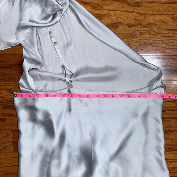 Baobab Marea One Shoulder Satin Maxi Dress in Plata Silver Size Medium - Picture 13 of 16